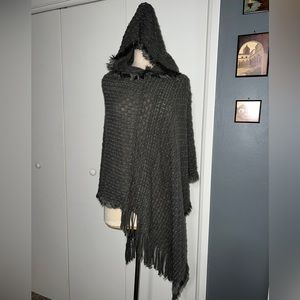 Northern Angel Charcoal Asymmetrical Hooded Poncho
